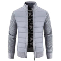 Men's Winter Fleece Cardigan - Warm Patchwork Knit Sweater Coat