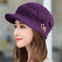 SaneShoppe - Winter Warm Hat Knitted Hat Casual Fashion Mom Cap Grandmother Hat Plush Thickened Fleece - Lined Warm Wool Christmas Gift