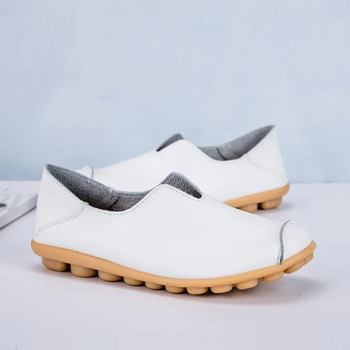 SaneShoppe-Colorful Soft Genuine Leather Women's Loafers Slip-On Shoes