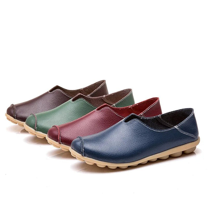 SaneShoppe-Colorful Soft Genuine Leather Women's Loafers Slip-On Shoes