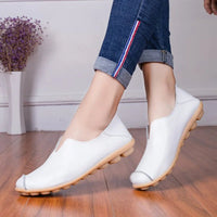 SaneShoppe-Colorful Soft Genuine Leather Women's Loafers Slip-On Shoes