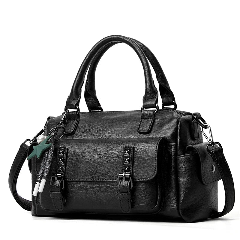SaneShoppe-Stylish Faux Leather Crossbody Bag - Chic Gift for Her - Trendy Shoulder Tote for Women