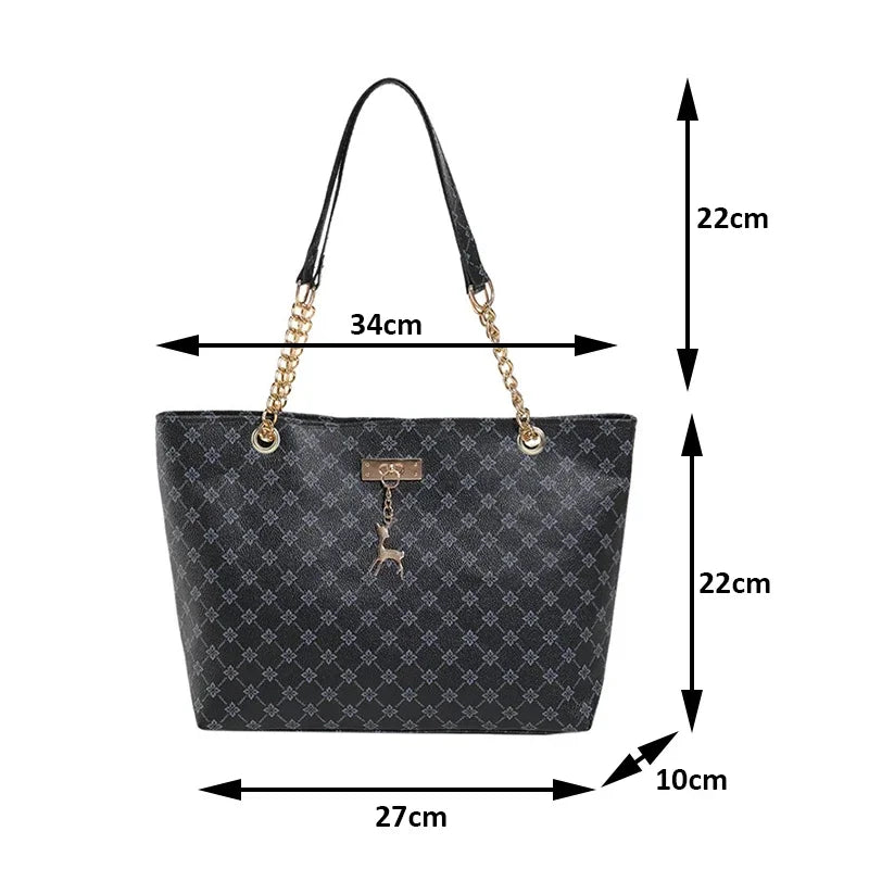 SaneShoppe-Luxury Women's Printed Shoulder Bag with Pendant - Trendy Handbag