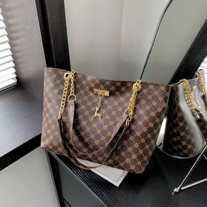 SaneShoppe-Luxury Women's Printed Shoulder Bag with Pendant - Trendy Handbag
