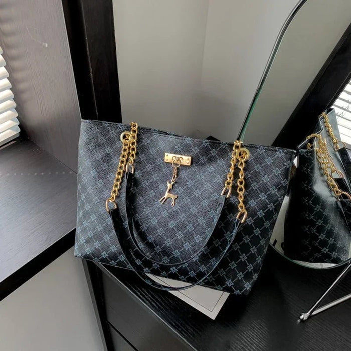 SaneShoppe-Luxury Women's Printed Shoulder Bag with Pendant - Trendy Handbag