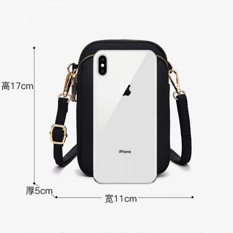 SaneShoppe-Black Mini Crossbody Bag for Women - Multifunctional Phone Purse with Zipper