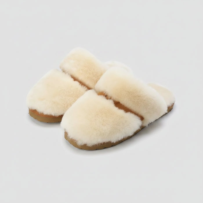 SaneShoppe-Cozy Sheepskin Winter Slippers for Women - Indoor Fur Wool Slip-Ons