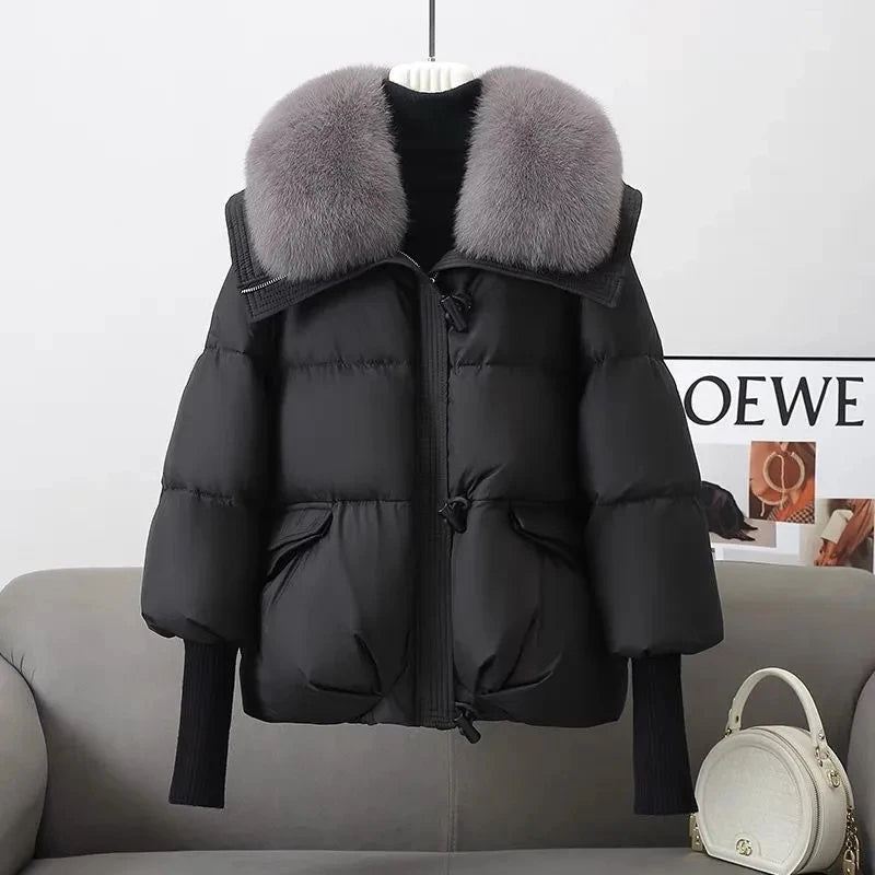 SaneShoppe-2025 New Women Winter Down Cotton Parka Coat with Larger Fur Collar