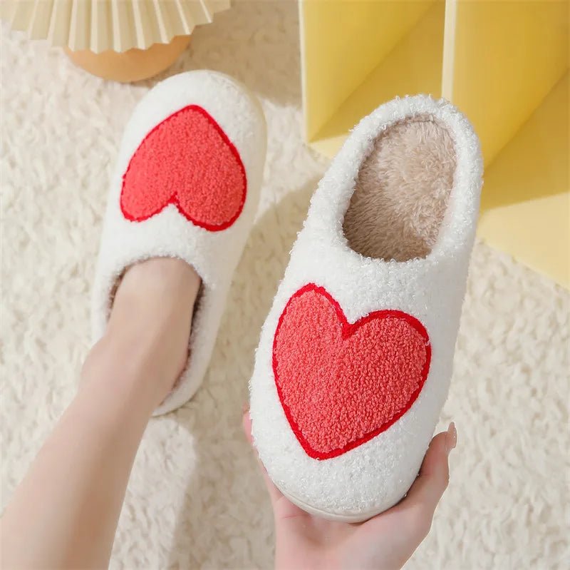 SaneShoppe-Cartoon Winter Slippers for Women, Cute Fluffy Love Flip-flops, Indoor Warm Plush Home Shoes