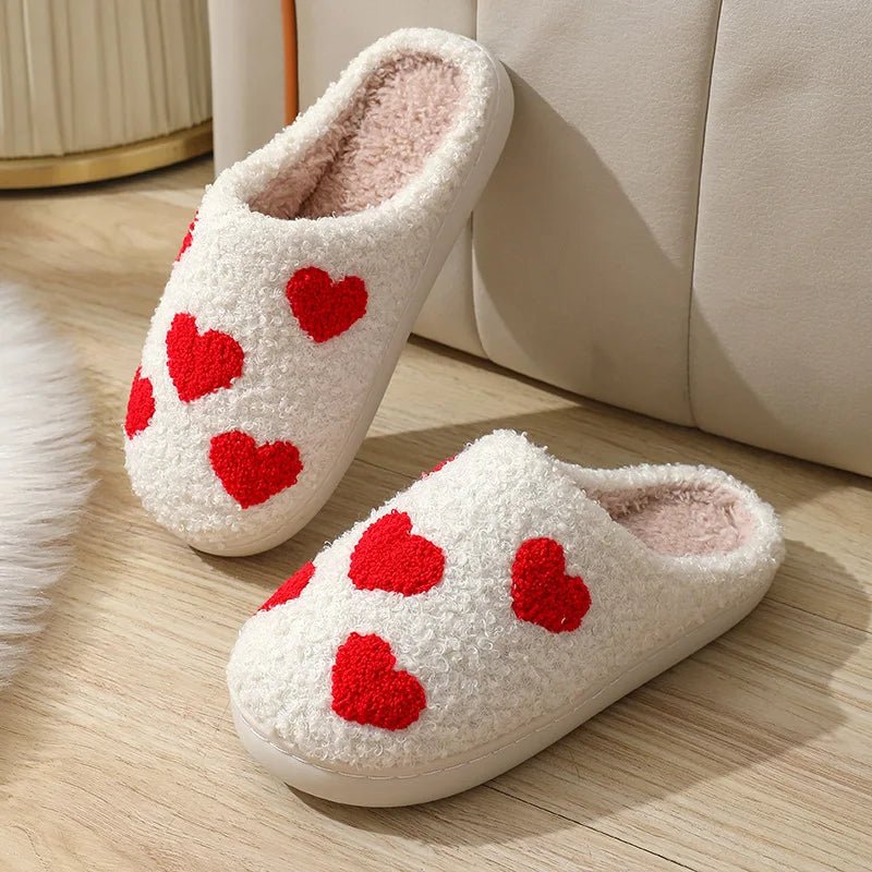 SaneShoppe-Cartoon Winter Slippers for Women, Cute Fluffy Love Flip-flops, Indoor Warm Plush Home Shoes