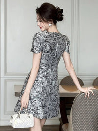 SaneShoppe - Women's French Elegant Prom Dress for Lady Retro Diamond Hollow Out Short Gown Femme Party Banquet Date Vestidos