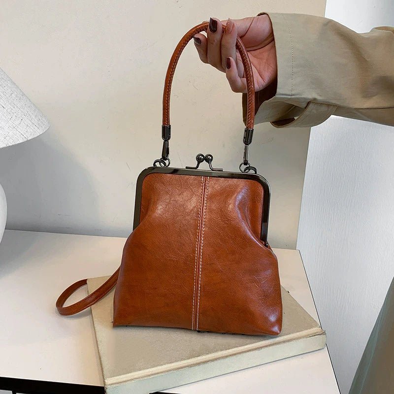 SaneShoppe-Fashionable Women's Vintage Leather Crossbody Bag for Evening Parties and Makeup