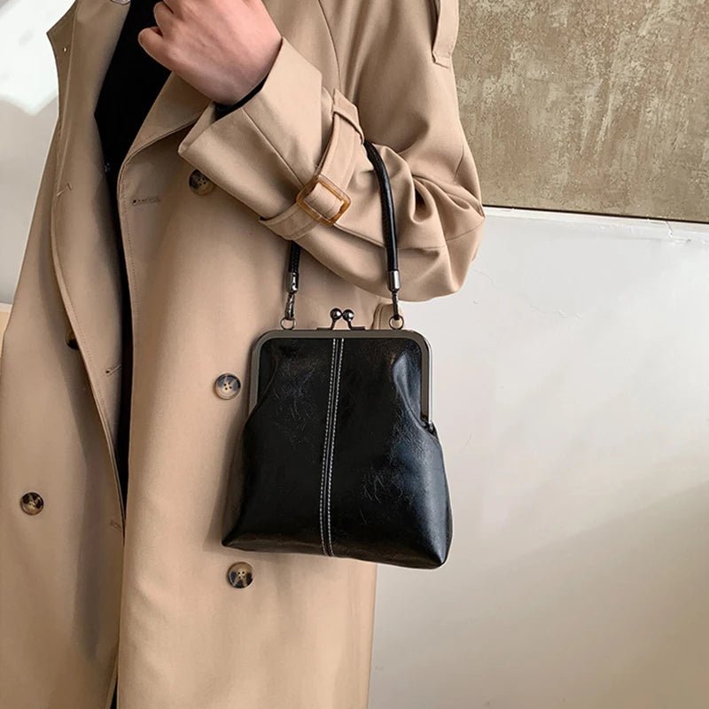 SaneShoppe-Fashionable Women's Vintage Leather Crossbody Bag for Evening Parties and Makeup