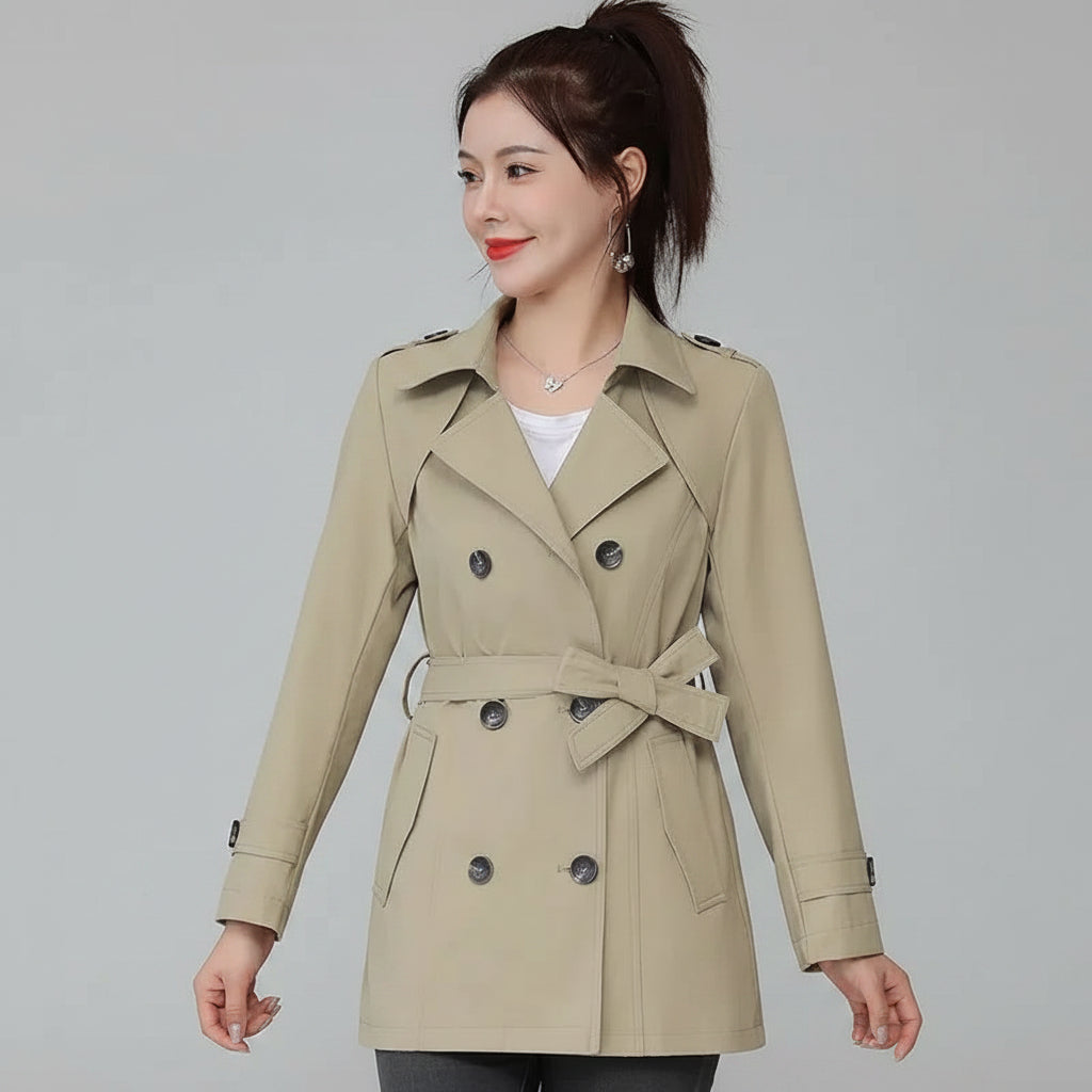 SaneShoppe-2024 New Women's Spring Jacket Double-breasted Windbreaker