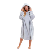 SaneShoppe - Women's Oversized Plush Hooded Poncho Blanket Cozy Fleece Hoodie with Fur Hood Ideal for Lounging Camping Outdoor Warmth by Daisy Dreamer