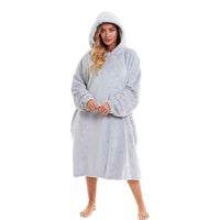 SaneShoppe - Women's Oversized Plush Hooded Poncho Blanket Cozy Fleece Hoodie with Fur Hood Ideal for Lounging Camping Outdoor Warmth by Daisy Dreamer