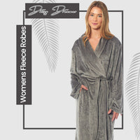 SaneShoppe - Women's Stripe Jacquard Soft Warm Long Dressing Gown with Belt and Pockets Cosy Shawl Collar Loungewear Robe By Daisy Dreamer