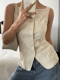 SaneShoppe-Geometric Texture Women's Summer Sleeveless Shirt