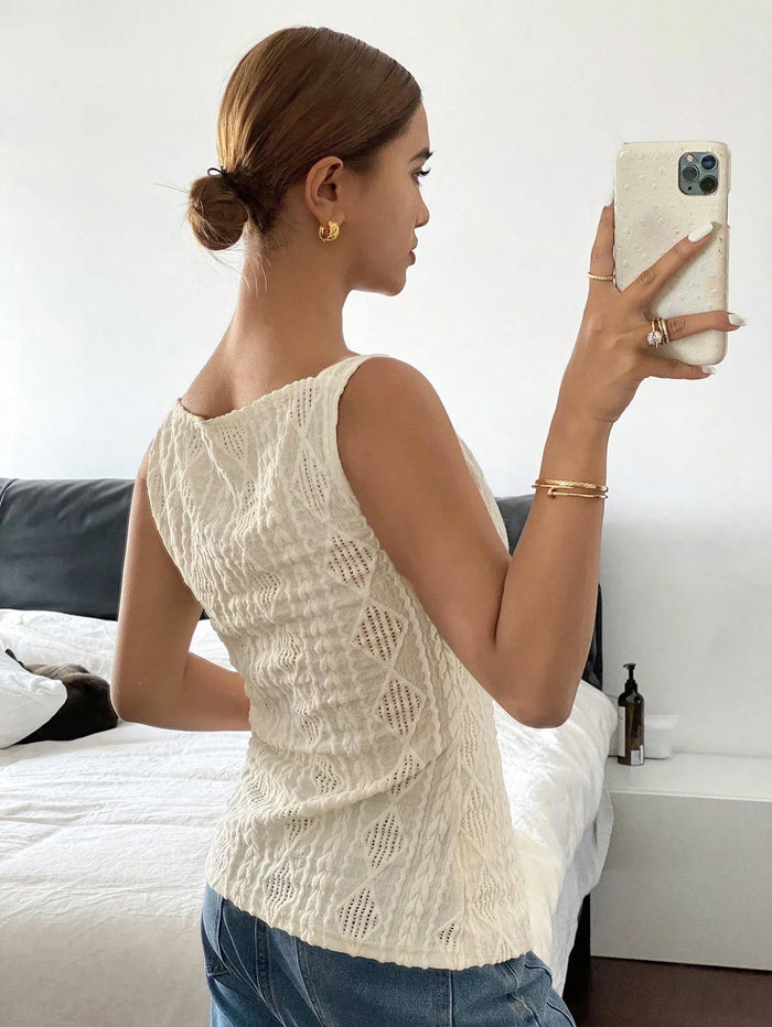 SaneShoppe-Geometric Texture Women's Summer Sleeveless Shirt