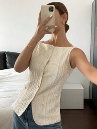 SaneShoppe-Geometric Texture Women's Summer Sleeveless Shirt