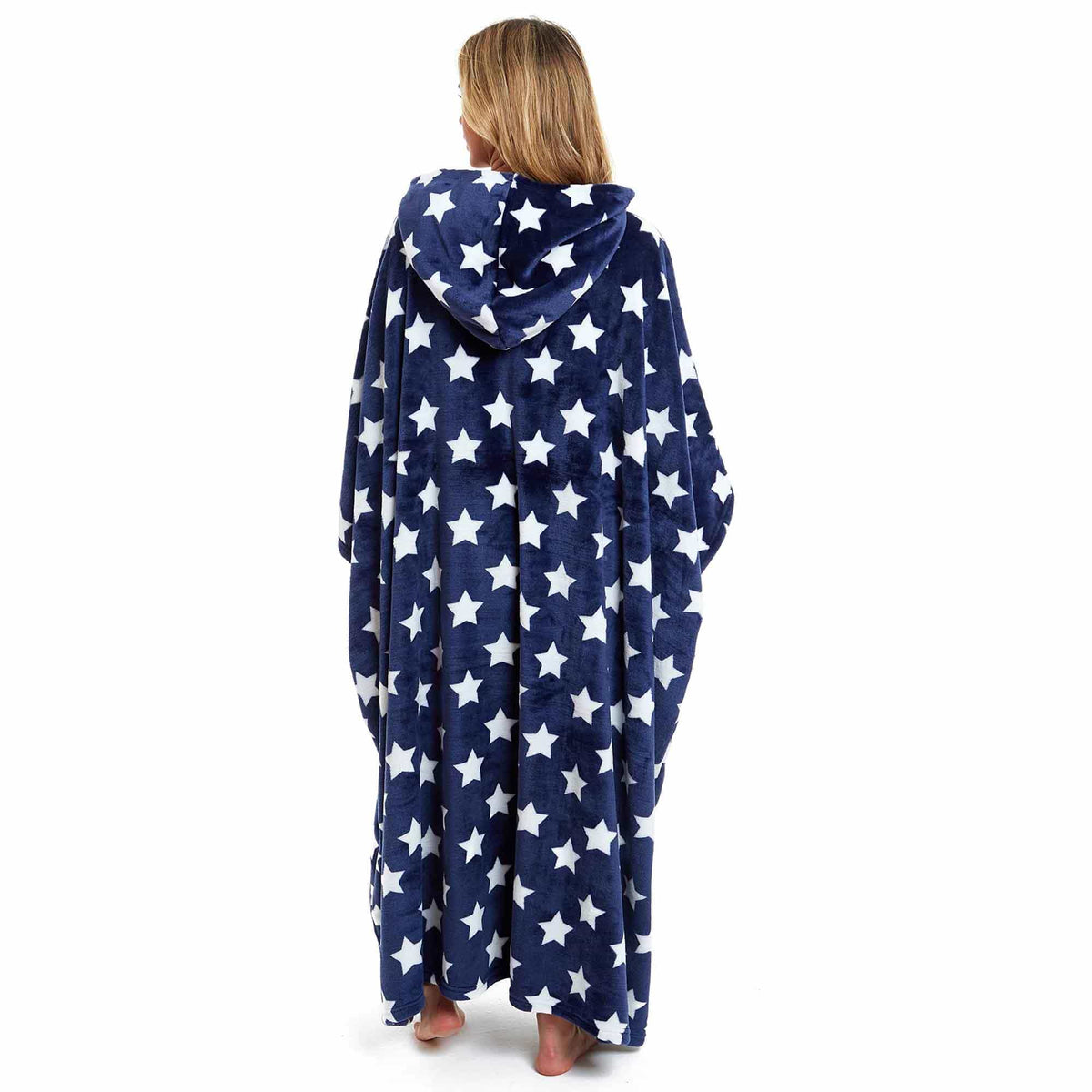 SaneShoppe - Women's Super Soft Oversized Hooded Poncho Blanket with Stars & Polka Dot Design for Indoor & Outdoor Use by Daisy Dreamer