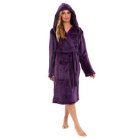 SaneShoppe - Women's Super Soft Plush Fleece Hooded Bathrobe Fluffy Velvet Loungewear Long Sleeve Cosy Winter Dressing Gown Spa Essential by Daisy Dreamer