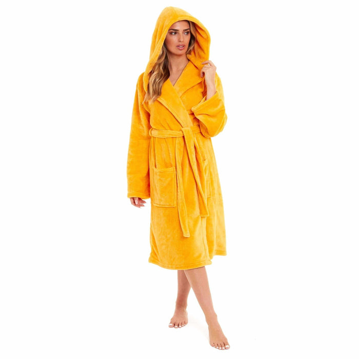 SaneShoppe - Women's Super Soft Plush Fleece Hooded Bathrobe Fluffy Velvet Loungewear Long Sleeve Cosy Winter Dressing Gown Spa Essential by Daisy Dreamer