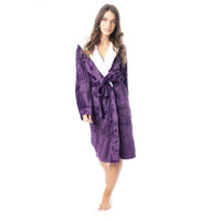 SaneShoppe - Women's Super Soft Plush Fleece Hooded Bathrobe Fluffy Velvet Loungewear Long Sleeve Cosy Winter Dressing Gown Spa Essential by Daisy Dreamer