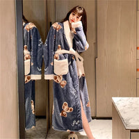 SaneShoppe-Women's Plush Velvet Bathrobe for Fall and Winter, Long or Extra-Long