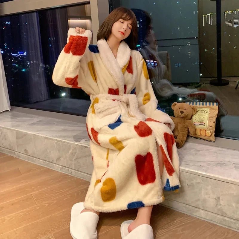 SaneShoppe-Women's Plush Velvet Bathrobe for Fall and Winter, Long or Extra-Long