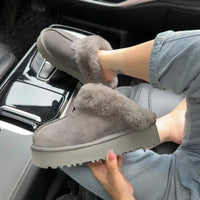 SaneShoppe-Fashionable Women's Sheepskin Snow Slippers with Wool Lining for Extra Warmth