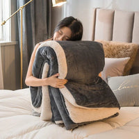 SaneShoppe - Wool Throw Blanket Keep Warm Winter Bed Blankets Double Sided Queen Duvet Cover Camping Double Bed Cover Bedspread On The Bed