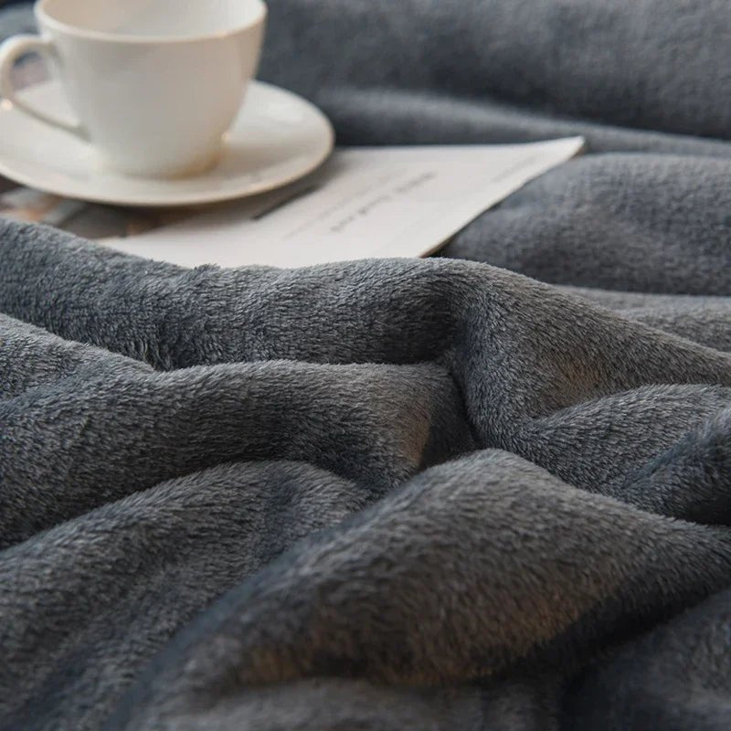 SaneShoppe - Wool Throw Blanket Keep Warm Winter Bed Blankets Double Sided Queen Duvet Cover Camping Double Bed Cover Bedspread On The Bed