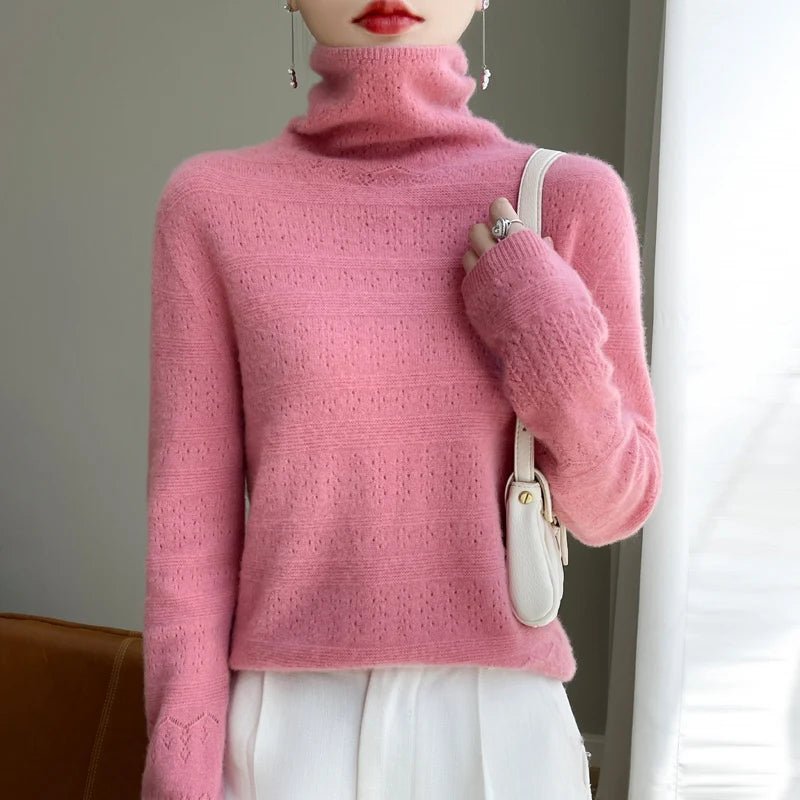 SaneShoppe - YSC2024 New Women's Classic Australian Pure Wool Seamless Collar Pullover Long Sleeve Casual High Quality Basic Knitted Sweater