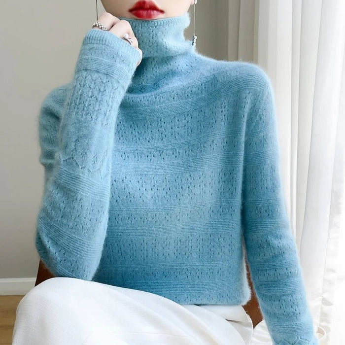 SaneShoppe - YSC2024 New Women's Classic Australian Pure Wool Seamless Collar Pullover Long Sleeve Casual High Quality Basic Knitted Sweater
