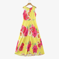 SaneShoppe - ZANZEA Women Floral Printed Bohemian Sundress 2026 Summer Tank Dress Fashion Sleeveless Waisted Robe Casual Party Maxi Dresses