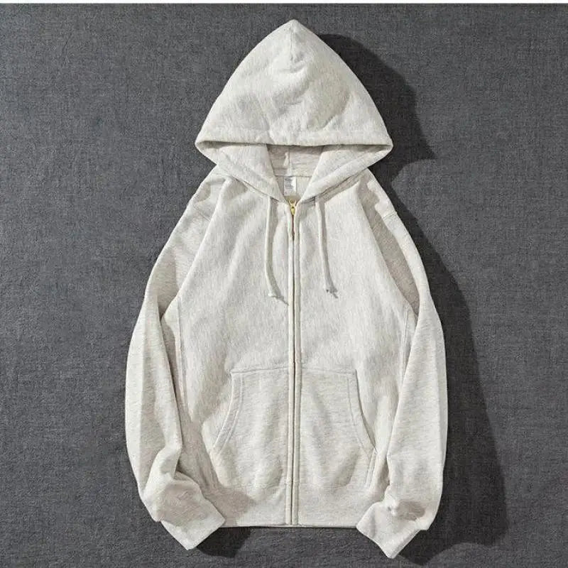 SaneShoppe - Zip Hooded men & Women Sweatshirt Navy Blue Wear Loose Autumn Solid Color Hoodie ﻿