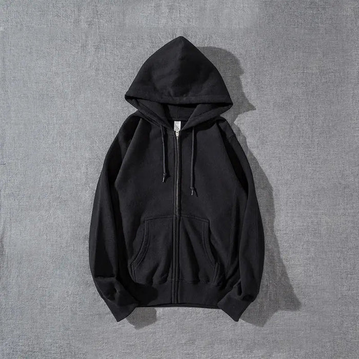 SaneShoppe - Zip Hooded men & Women Sweatshirt Navy Blue Wear Loose Autumn Solid Color Hoodie ﻿