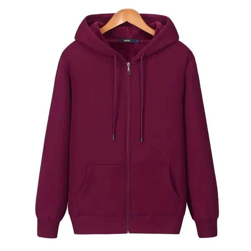 SaneShoppe - Zip Hooded men & Women Sweatshirt Navy Blue Wear Loose Autumn Solid Color Hoodie ﻿