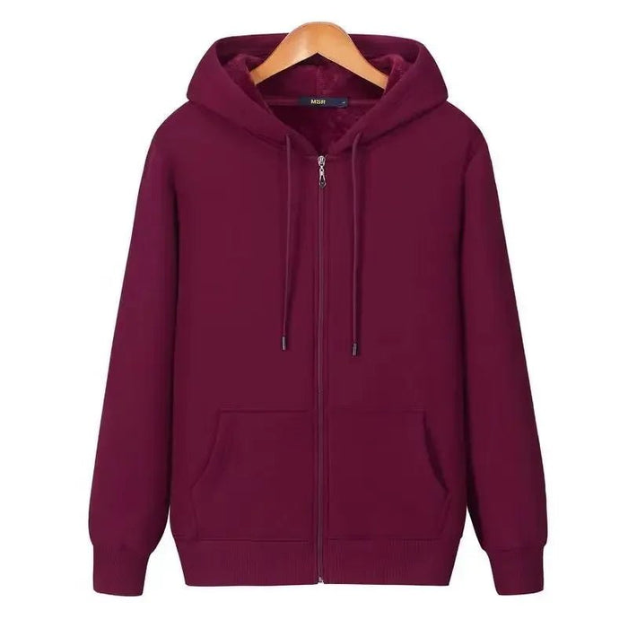 SaneShoppe - Zip Hooded men & Women Sweatshirt Navy Blue Wear Loose Autumn Solid Color Hoodie ﻿