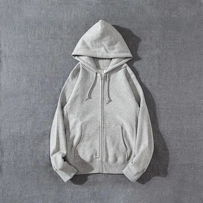 SaneShoppe - Zip Hooded men & Women Sweatshirt Navy Blue Wear Loose Autumn Solid Color Hoodie ﻿