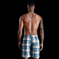 SaneShoppe - 100% Cotton Men's Plaid Boxer Shorts - Comfortable, Loose Fit Sleepwear.