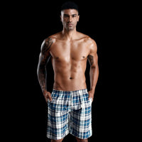 SaneShoppe - 100% Cotton Men's Plaid Boxer Shorts - Comfortable, Loose Fit Sleepwear.