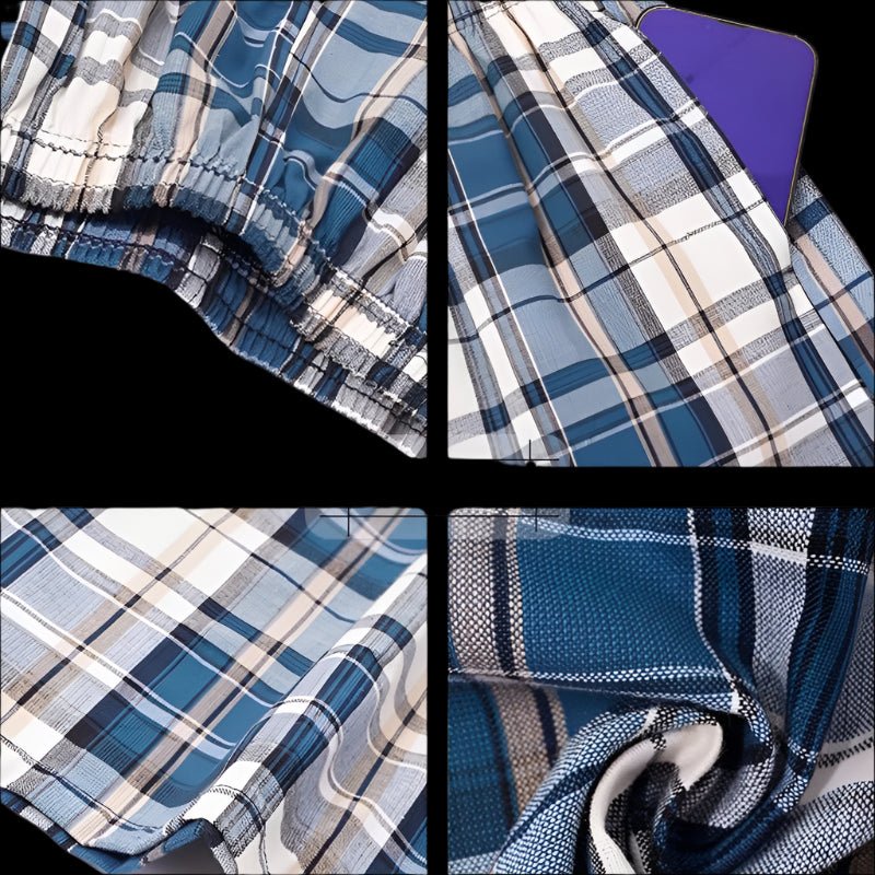 SaneShoppe - 100% Cotton Men's Plaid Boxer Shorts - Comfortable, Loose Fit Sleepwear.