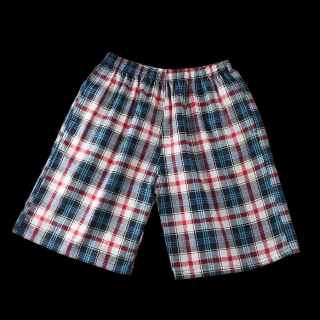 SaneShoppe - 100% Cotton Men's Plaid Boxer Shorts - Comfortable, Loose Fit Sleepwear.