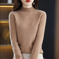 SaneShoppe 100% Pure Wool Half - neck Pullover In Autumn And Winter New Cashmere Sweater Women's Casual Knit Top Women's Coat 19 Colors