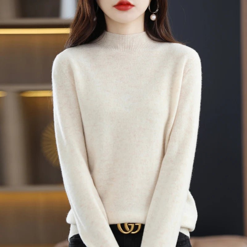SaneShoppe - 100% Pure Wool Half - neck Pullover In Autumn And Winter New Cashmere Sweater Women's Casual Knit Top Women's Coat 19 Colors
