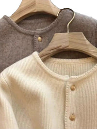 SaneShoppe - 2024 Crew neck 100 pure cashmere cardigan small fragrant coat women's spring and autumn loose wool knit sweater