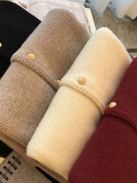 SaneShoppe 2024 Crew neck 100 pure cashmere cardigan small fragrant coat women's spring and autumn loose wool knit sweater