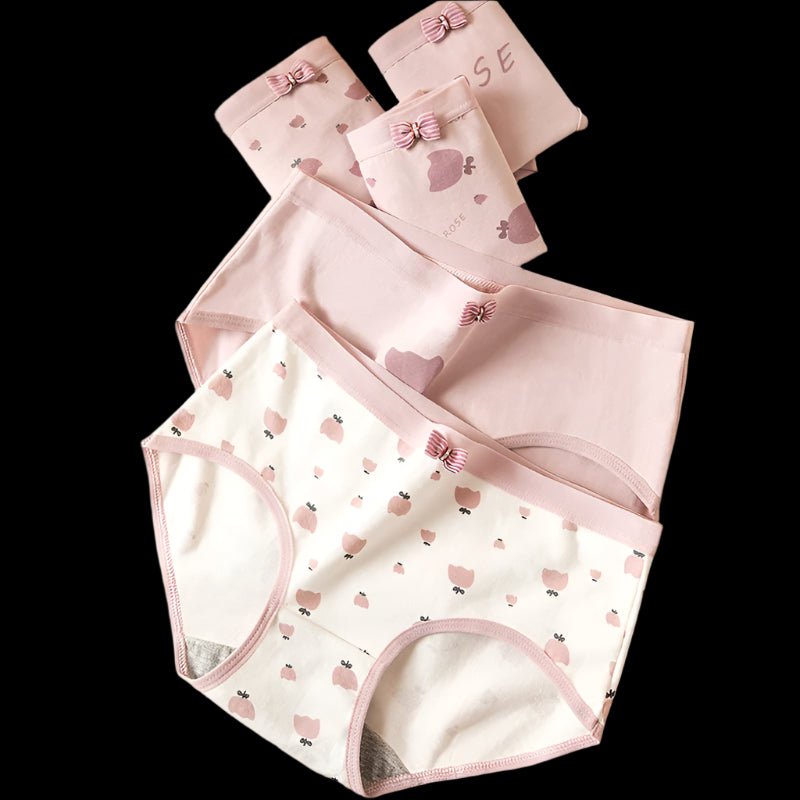 SaneShoppe - 5 - Pack Women's Cotton Panties: Breathable, Cute Print, Soft Low Waist Briefs.